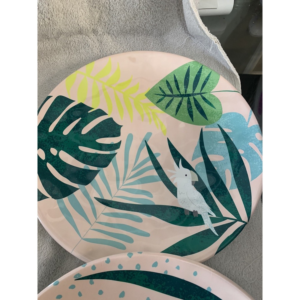 4 Zak Designs Plates Original Wild Bird Toucan Parrot Melamine Vintage 11 Inch - Picture 3 of 6